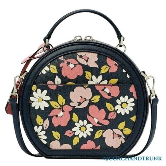 KATE SPADE Traveler Canteen Crossbody Bag Navy Blue Leather Multi Floral NWT - Picture 6 of 9